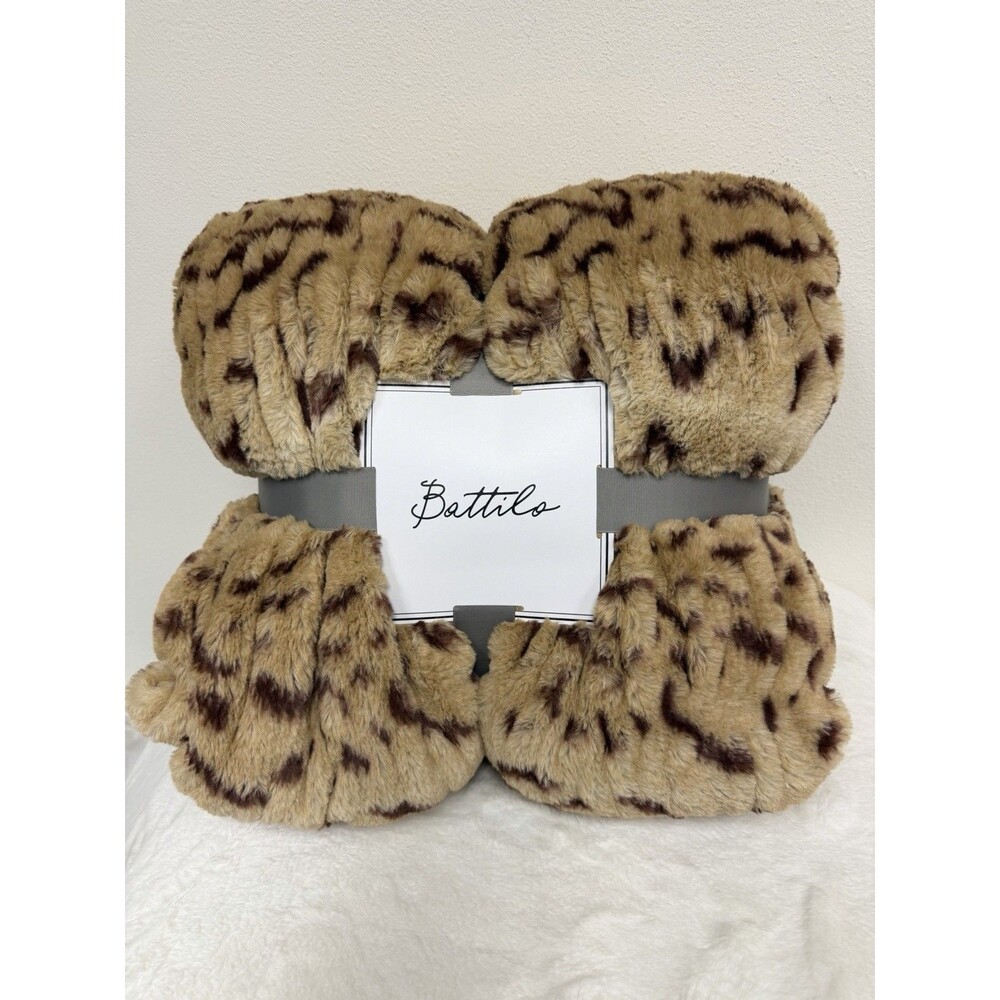 Batillo Faux Fur Leopard Print Luxe Throw Blanket 60”x80” NEW